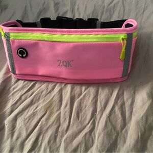 ZQK Pink Running Waist Bag with Neon Accents